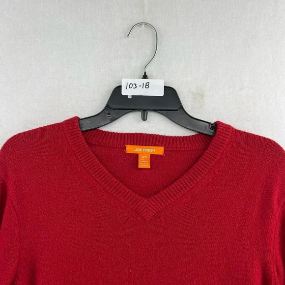 Joe Fresh Sweater Womens XS V-Neck Long Sleeve Ribbed Knit Pullover Wool Blend - Picture 12 of 12
